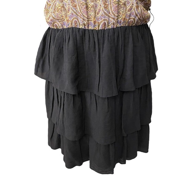 Sandro Women Paisley Ruffle Mini Dress Sleeveless Scoop Neck Purple Black Size 2 - Picture 4 of 14